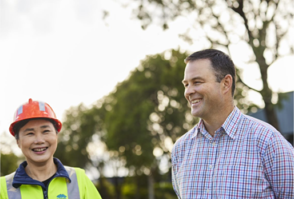 BlueScope employee looking off to left - sunshine on face 