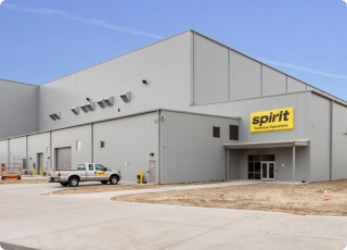 Spirit Airlines Maintenance Hangar, Detroit, Michigan, USA. 