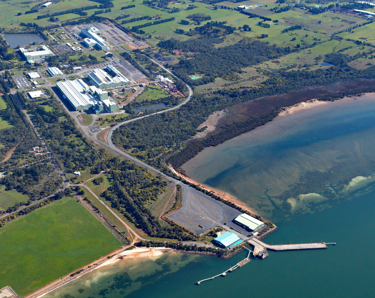 High Aerial shot of Western Port facility and dock